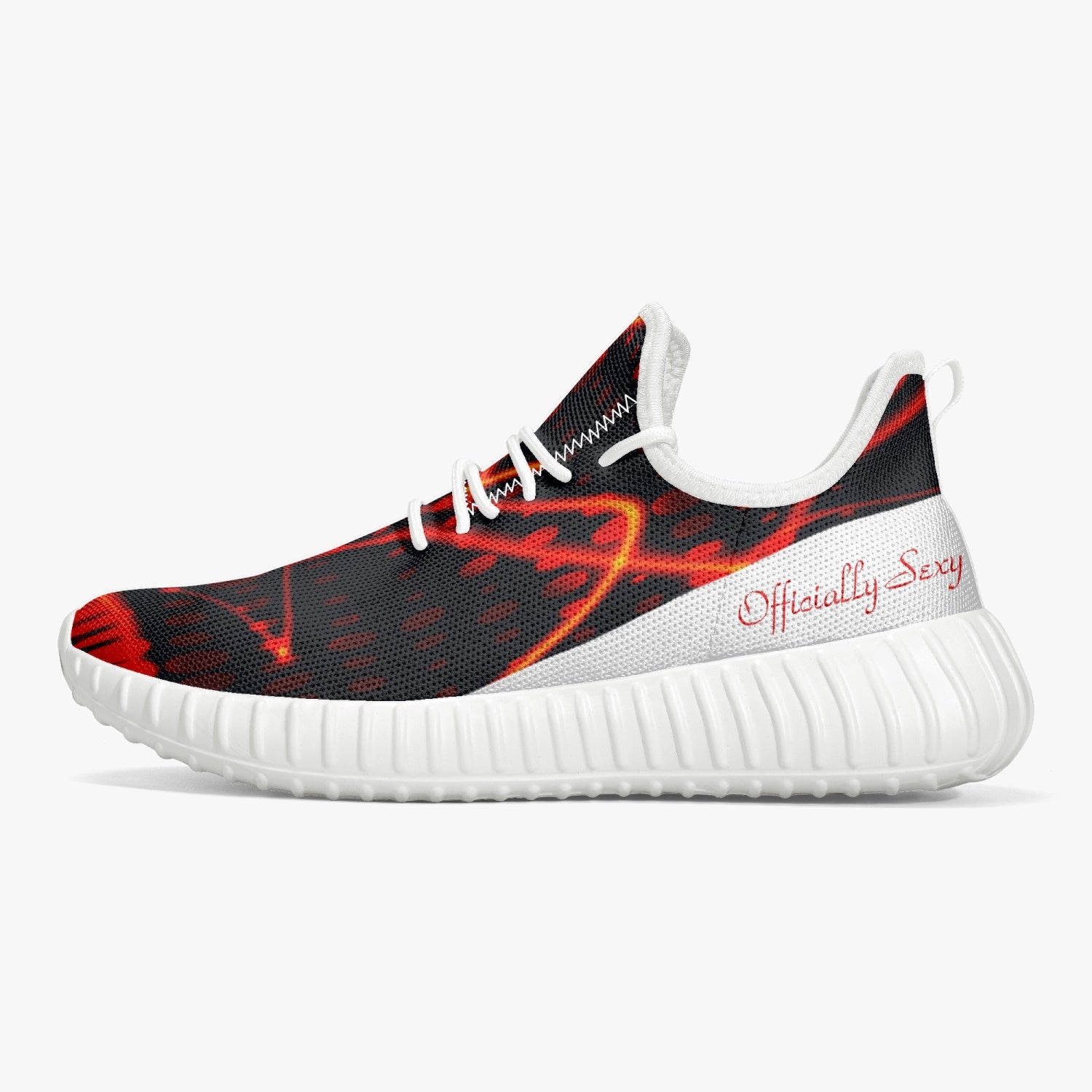 Officially Sexy Orange & White Laser Print Mesh Knit Sneakers - With White or Black Sole