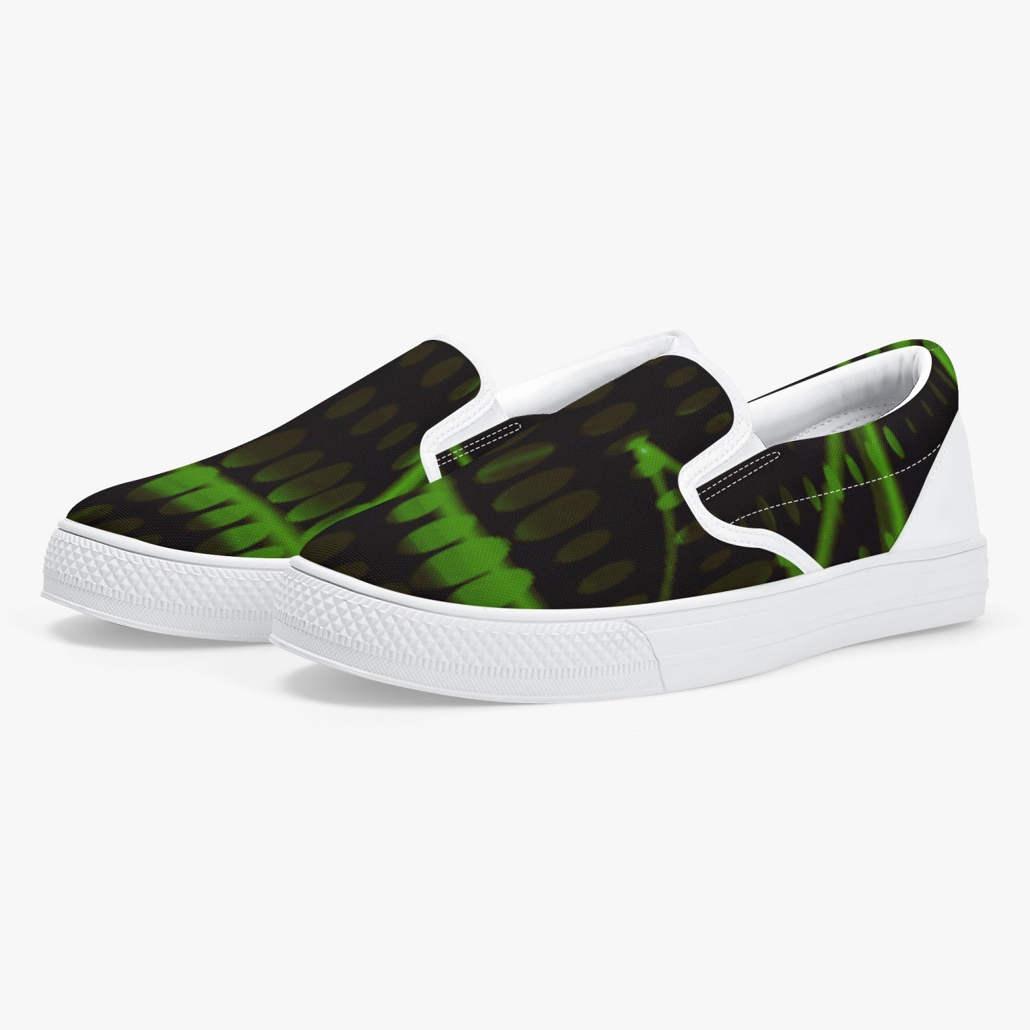 Officially Sexy Green Laser Classic Slip-On Shoes - White/Black
