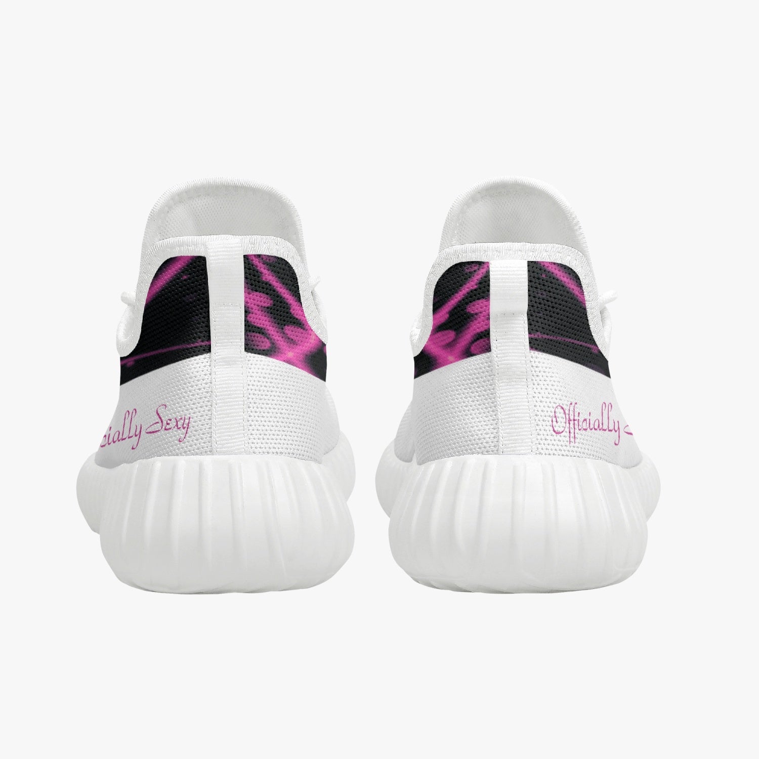 Officially Sexy Pink & White Laser Print Mesh Knit Sneakers - With White or Black Sole