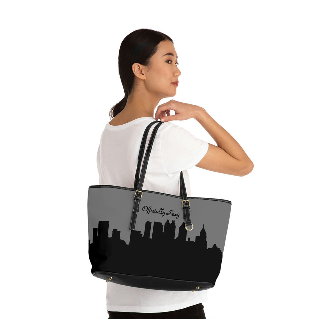 Officially Sexy Dark Grey Skyline PU Leather Shoulder Bag