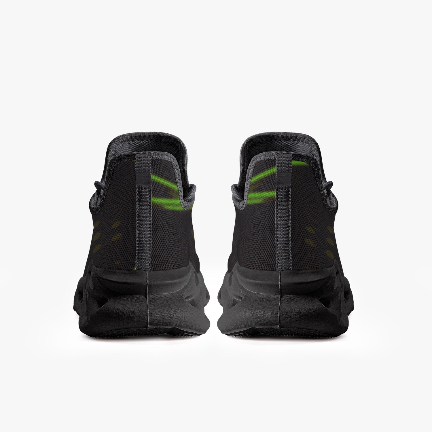 Green Laser Mesh Knit Bounce Sneakers - Black Designed By Zabradaz