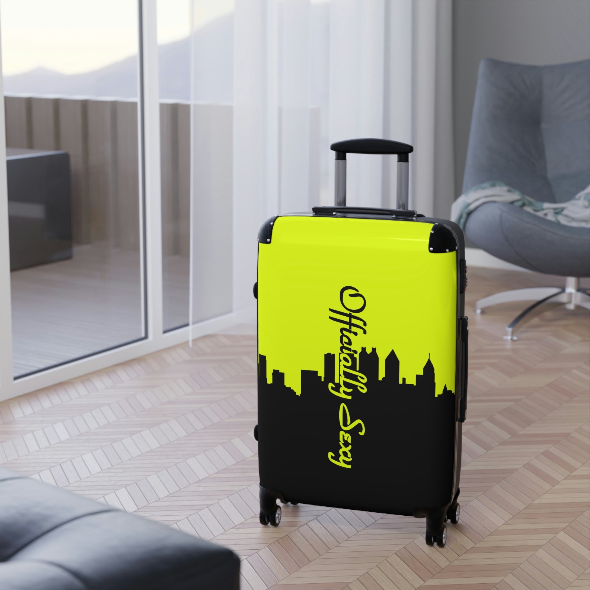 Officially Sexy Neon Yellow Skyline Collection Suitcases