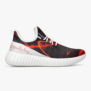 Officially Sexy Orange & White Laser Print Mesh Knit Sneakers - With White or Black Sole