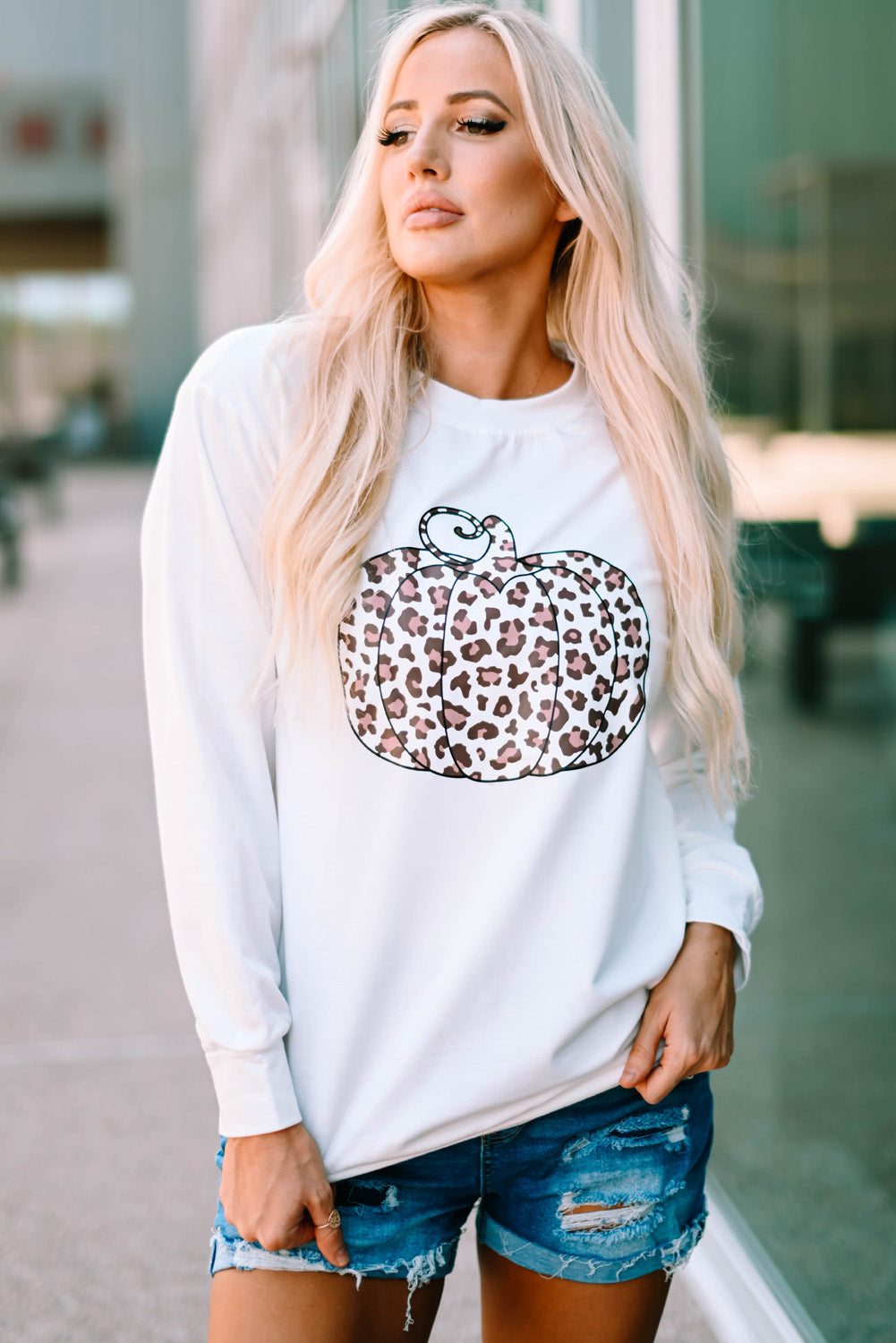 Halloween Animal Print Pumpkin Graphic Sweatshirt Brought To You By Officially Sexy