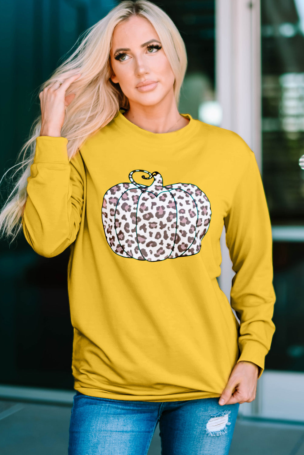 Halloween Animal Print Pumpkin Graphic Sweatshirt Brought To You By Officially Sexy