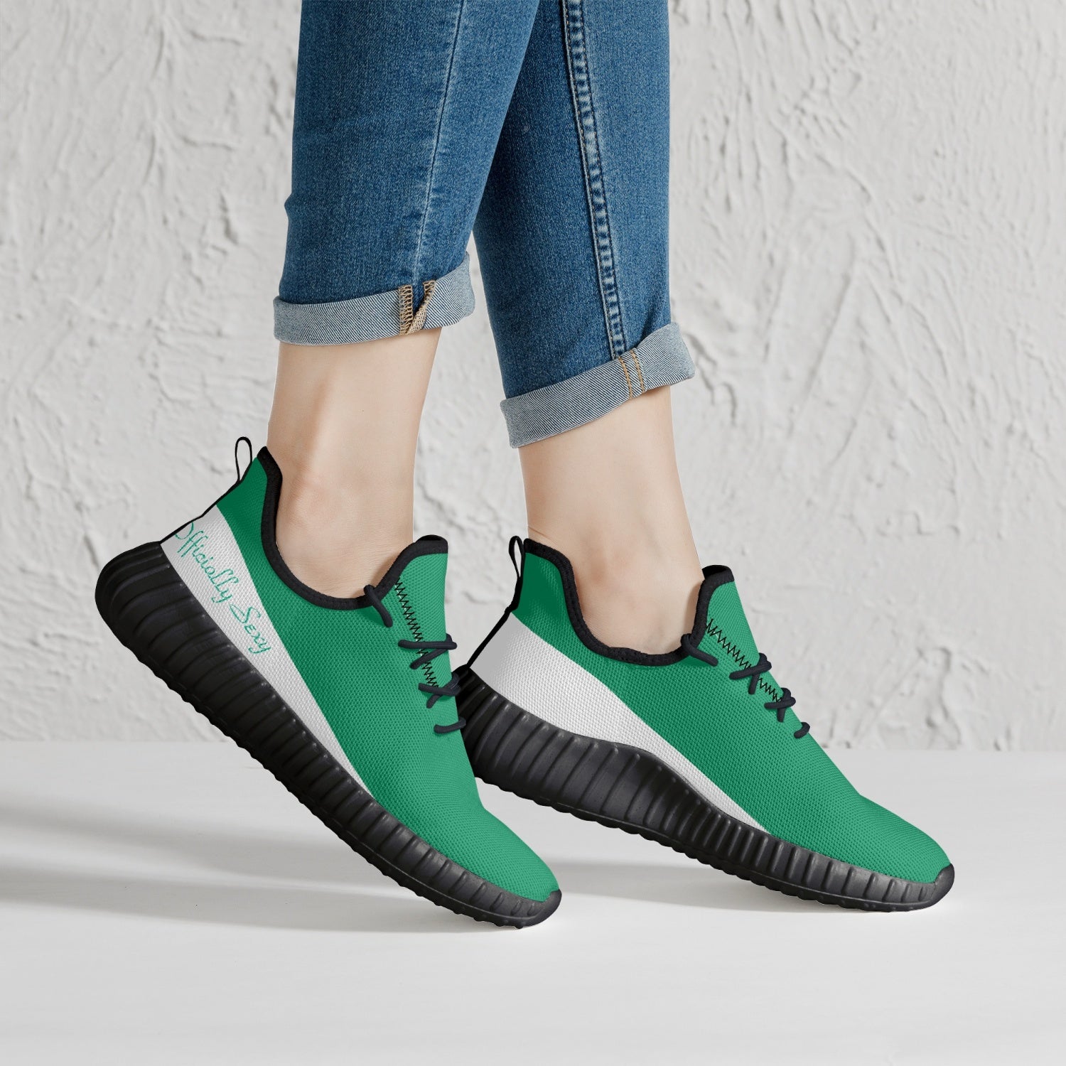 Officially Sexy Mint & White Laser Mesh Knit Sneakers - With White or Black Sole