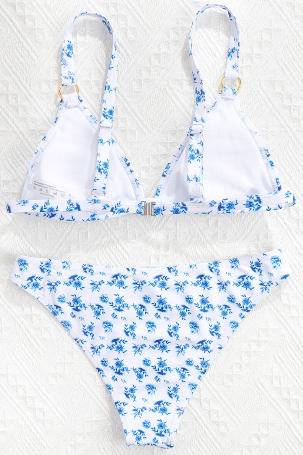 👙 Sexy Blue & White Floral Ring Detailed 2 Piece Bikini Set bikini 👙
