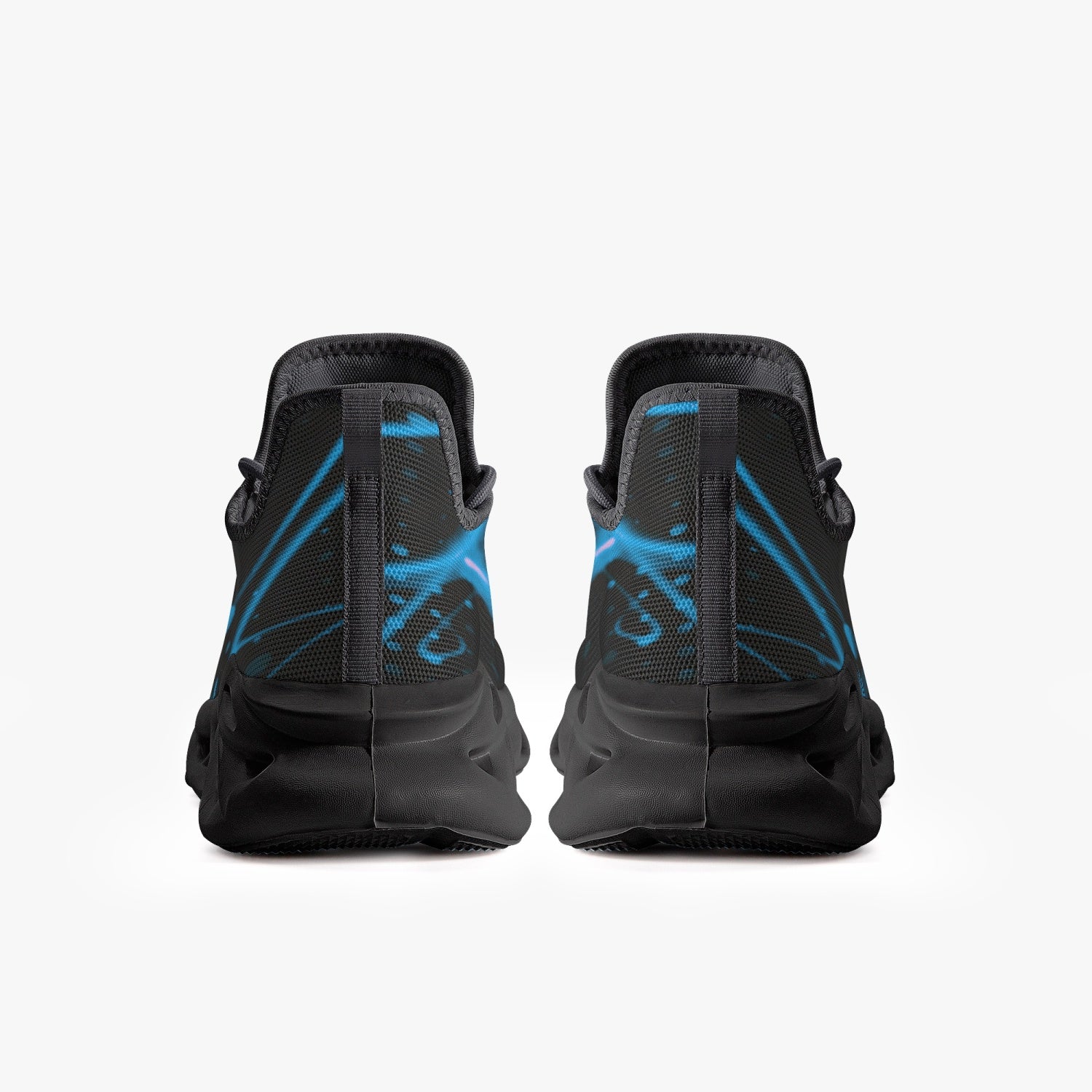 Baby Blue Laser Mesh Knit Bounce Sneakers - Black