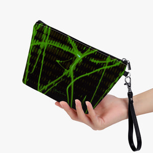 Officially Sexy Green & Black Laser Print Zipper Sling Cosmetic Bag