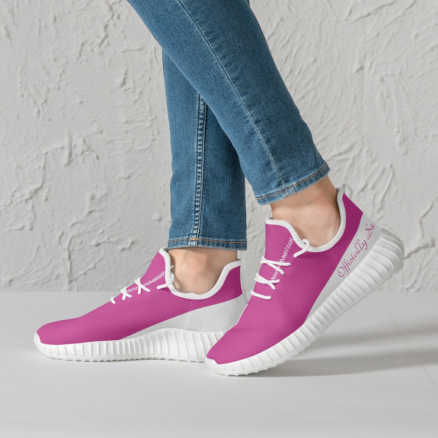 Officially Sexy Pink & Black Laser Mesh Knit Sneakers - With White or Black Sole