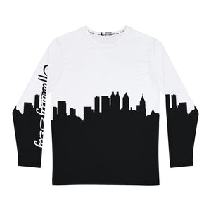Officially Sexy White & Black Skyline Men's Long Sleeve AOP Shirt