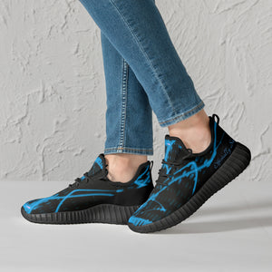 Officially Sexy Baby Blue & Black Laser Print Mesh Knit Sneakers - With White or Black Sole