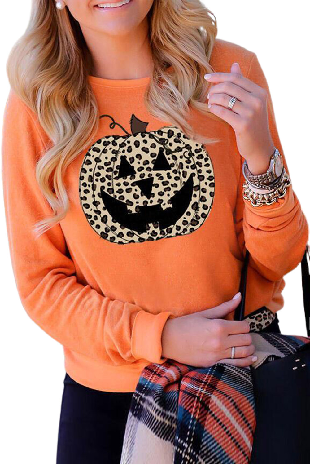 Orange Halloween Leopard Pumpkin Face Sweatshirt Brought To You By Officially Sexy