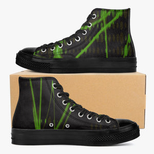 Officially Sexy Green Laser High-Top Canvas Shoes - Black