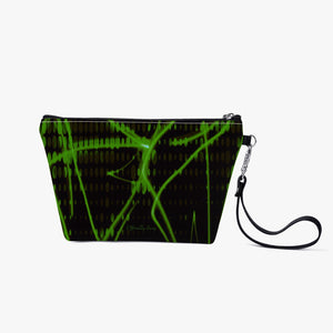 Officially Sexy Green & Black Laser Print Zipper Sling Cosmetic Bag