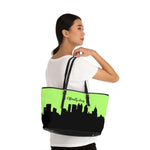 Officially Sexy Neon Green Skyline PU Leather Shoulder Bag