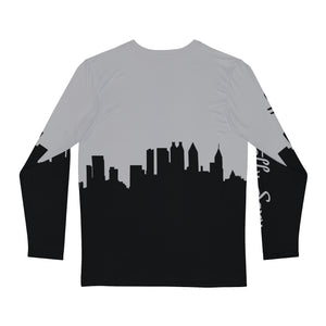 Officially Sexy Light Grey & Black Skyline Men's Long Sleeve AOP Shirt