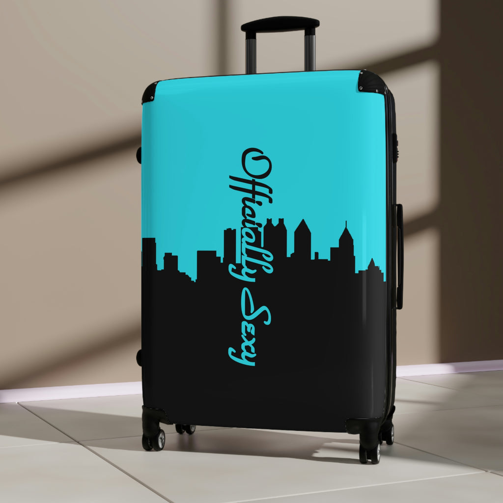 Officially Sexy Turquoise Skyline Collection Suitcases