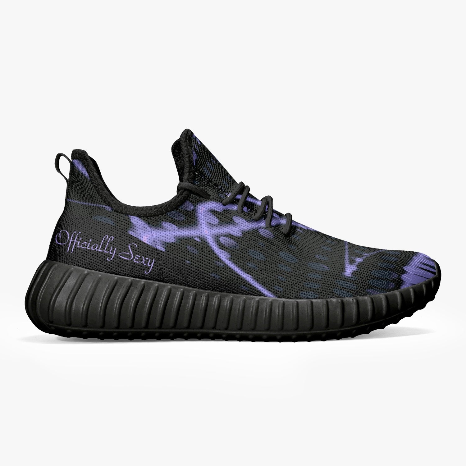 Officially Sexy Purple & Black Laser Print Mesh Knit Sneakers - With White or Black Sole