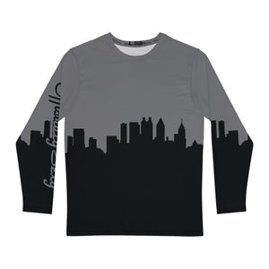 Officially Sexy Dark Grey & Black Skyline Men's Long Sleeve AOP Shirt