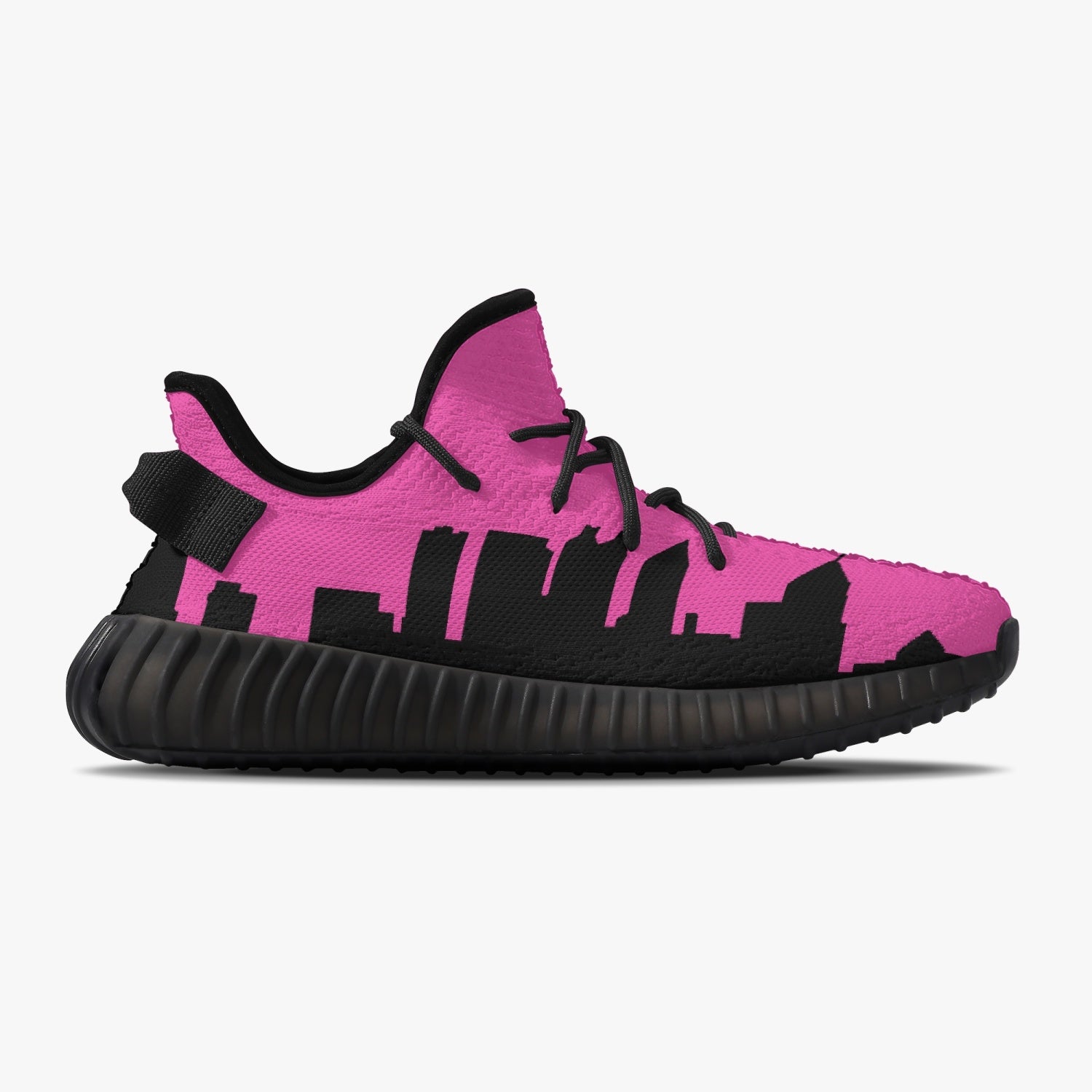 233. Neon Pink & Black Atlanta Skyline Adult Unisex Mesh Knit Sneakers