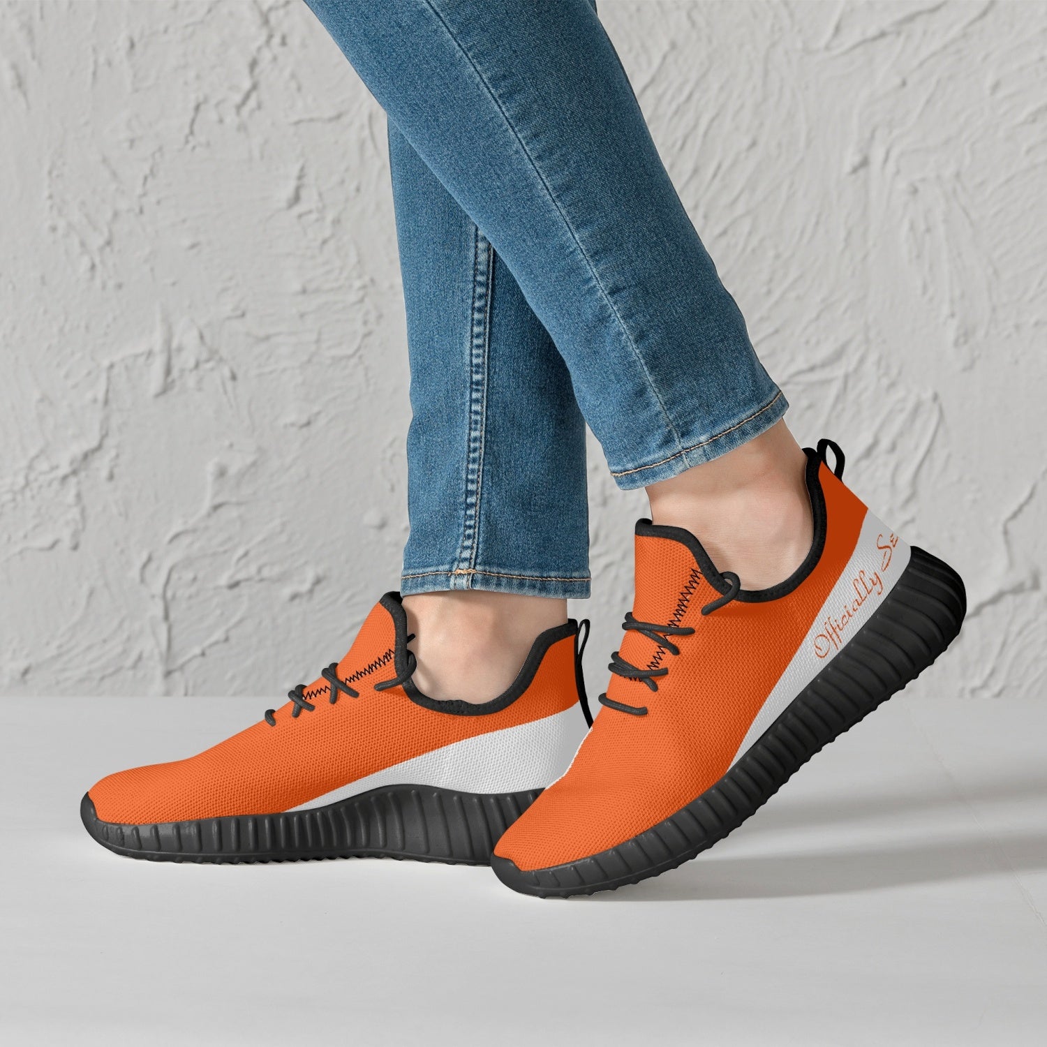 Officially Sexy Orange & White Laser Mesh Knit Sneakers - With White or Black Sole