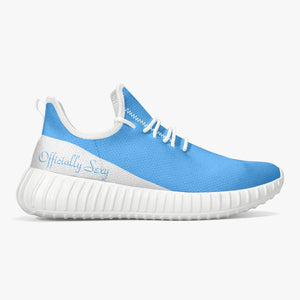 Officially Sexy Baby Blue & White Laser Mesh Knit Sneakers - With White or Black Sole