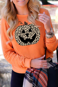 Orange Halloween Leopard Pumpkin Face Sweatshirt Brought To You By Officially Sexy