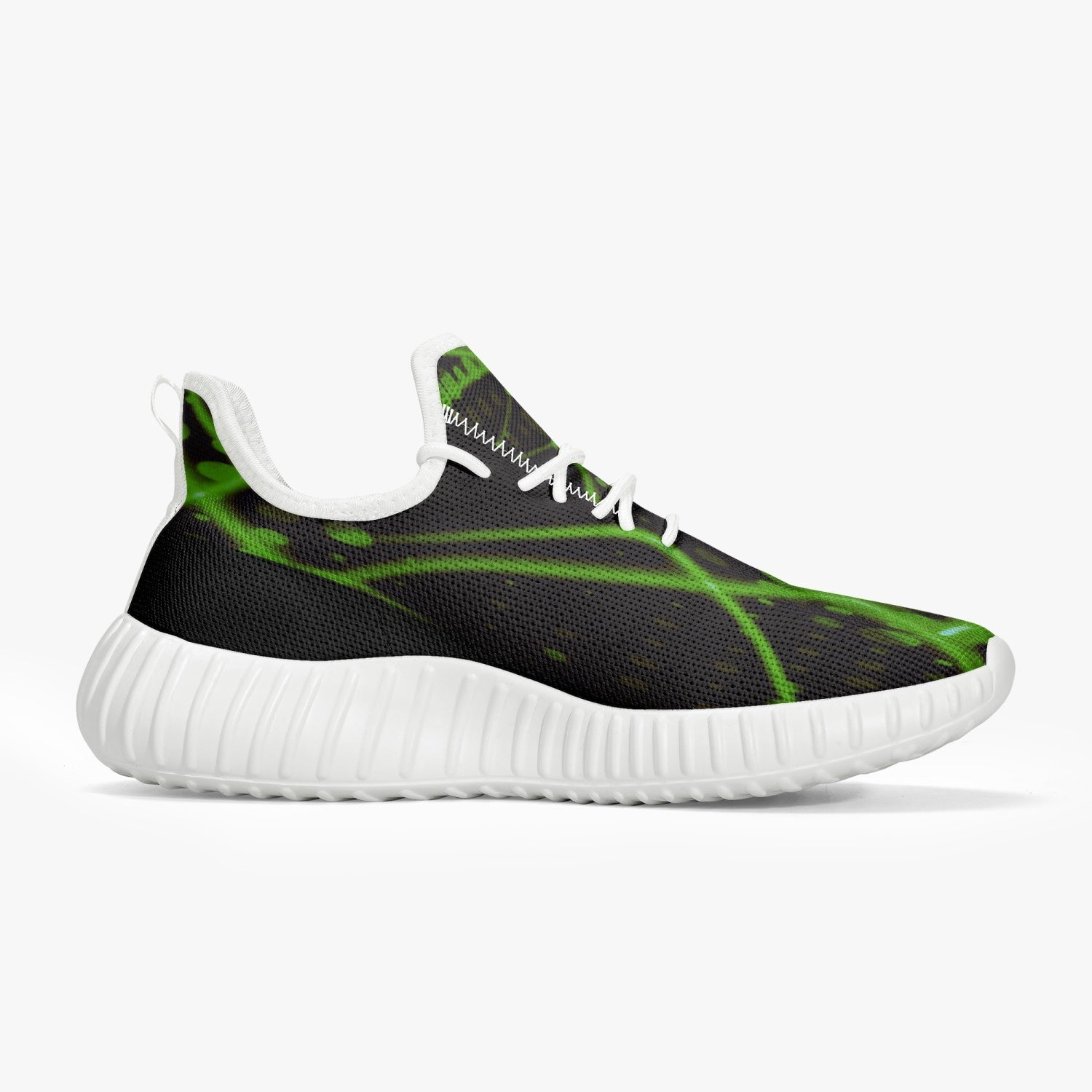 Officially Sexy Green & Black Laser Print Mesh Knit Sneakers - With White or Black Sole