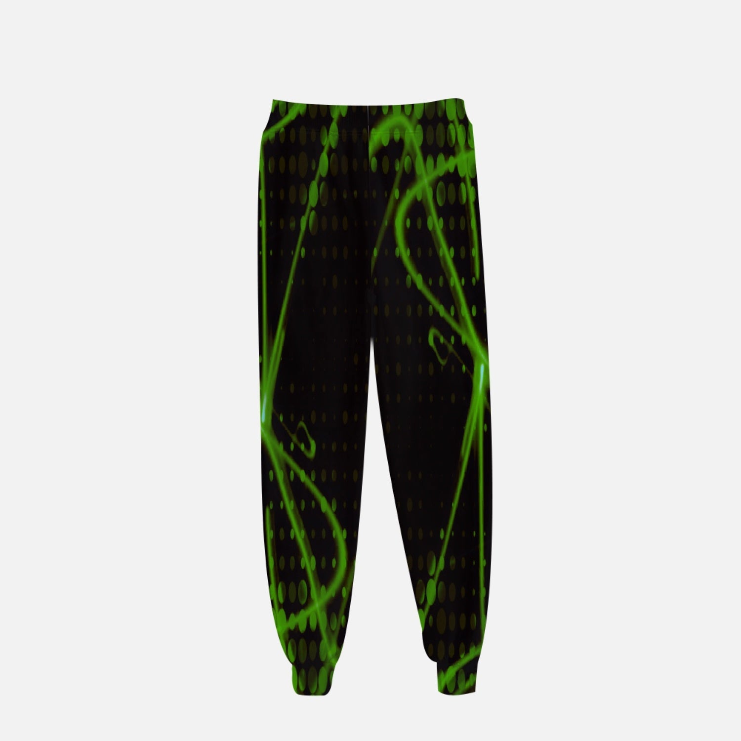 Officially Sexy Green & Black Laser Print Mid-Rise Pocket Sweatpants