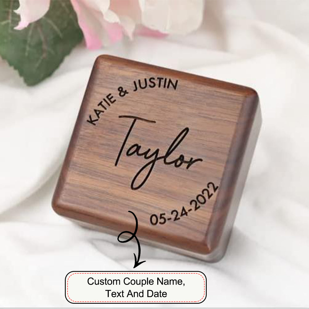Officially Sexy Square Wood Double Ring Box