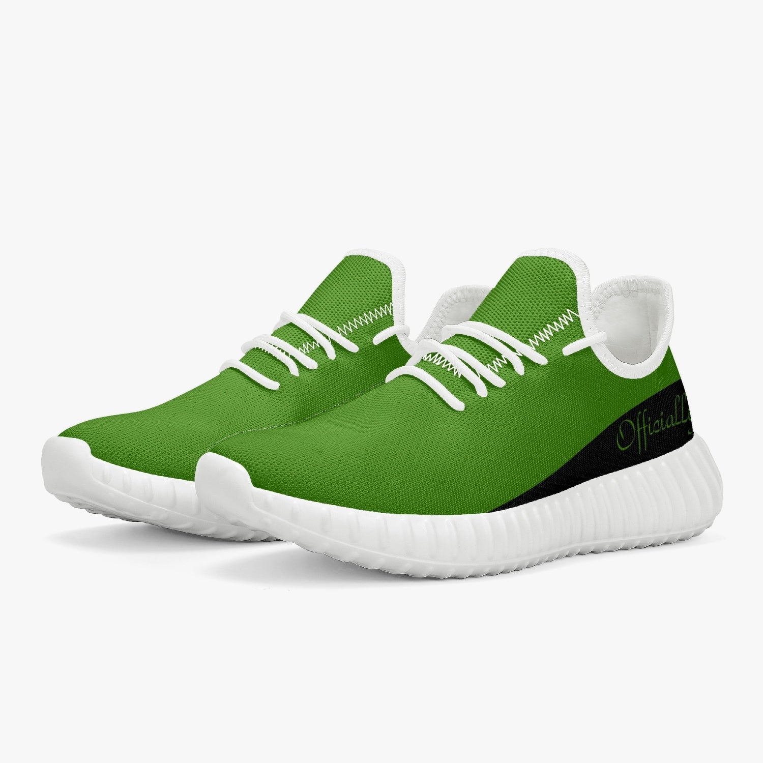 Officially Sexy Green & Black Laser Mesh Knit Sneakers - With White or Black Sole