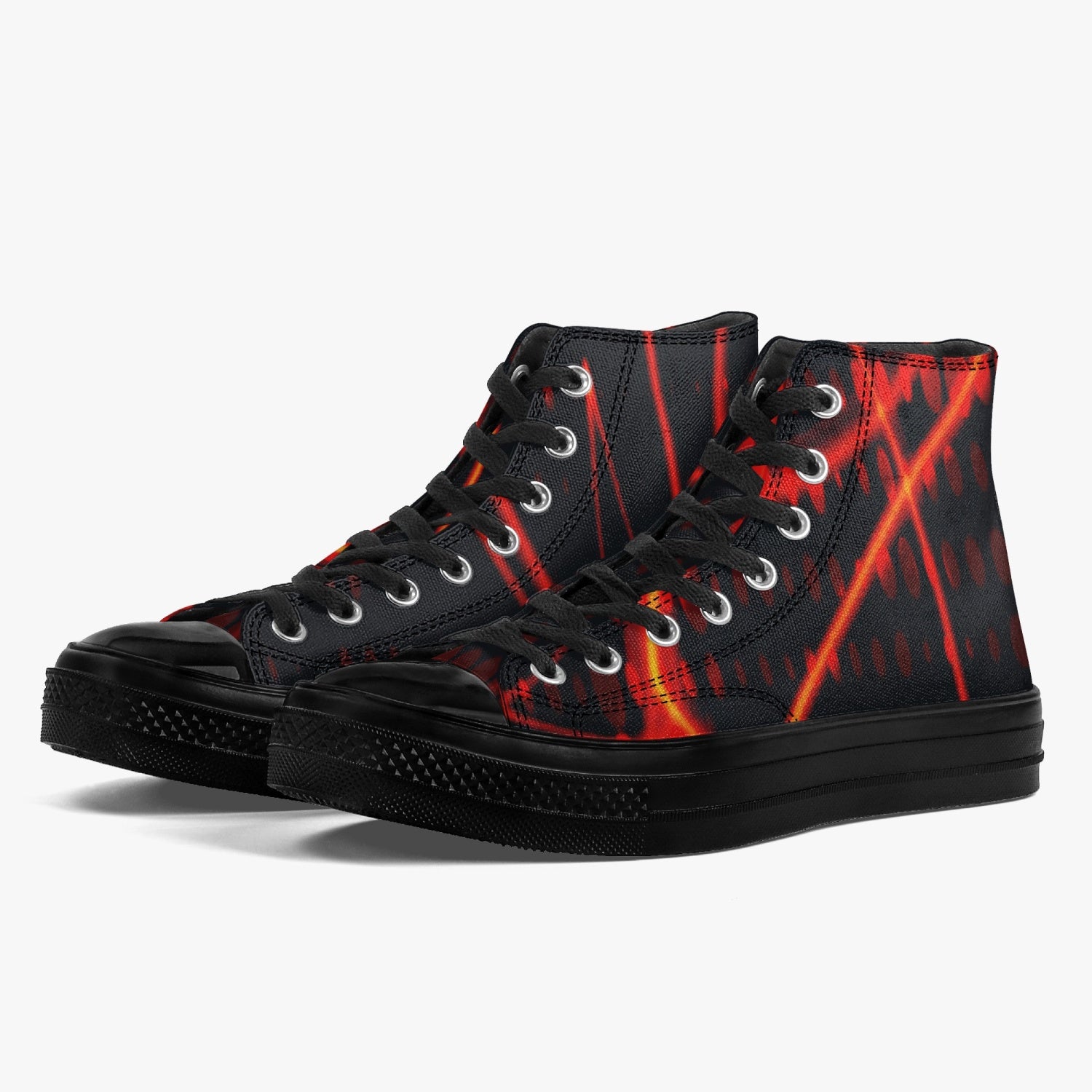 Officially Sexy Orange Laser High-Top Canvas Shoes - Black