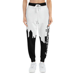 Officially Sexy White & Black Skyline Unisex Athletic Joggers (AOP)