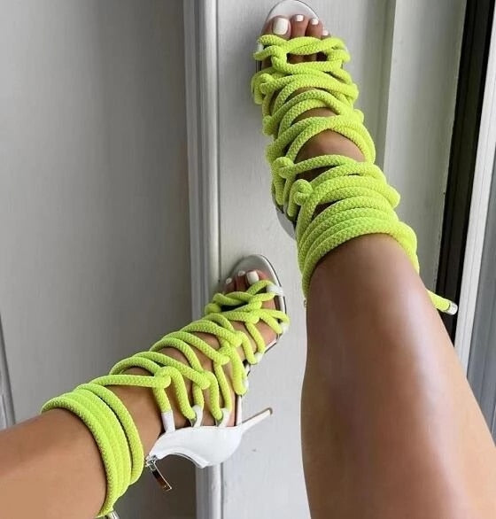 Women's Sexy Open Toe Cross Lace Up High Heel Sandals