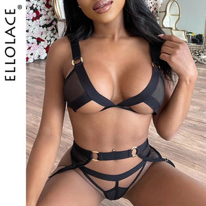 Ellolace Sexy Wireless Hollowed Out Erotic 3 Piece Lace Lingerie Set Brought To You By Officially Sexy