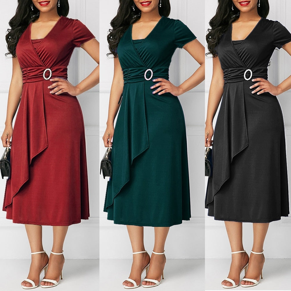 Women's Short Sleeve Asymmetric Plus Size Party Dress Sizes M-5XL Brought To You By Officially Sexy
