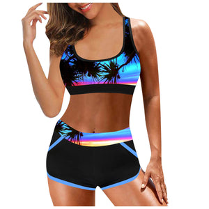Women's Sexy High Waist Split Print Push Up Bikini Swim Top And Shorts Colors A & B Sizes S-XXL Brought To You By Officially Sexy