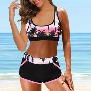 Women's Sexy High Waist Split Print Push Up Bikini Swim Top And Shorts Colors G & H Sizes S-XXL Brought To You By Officially Sexy