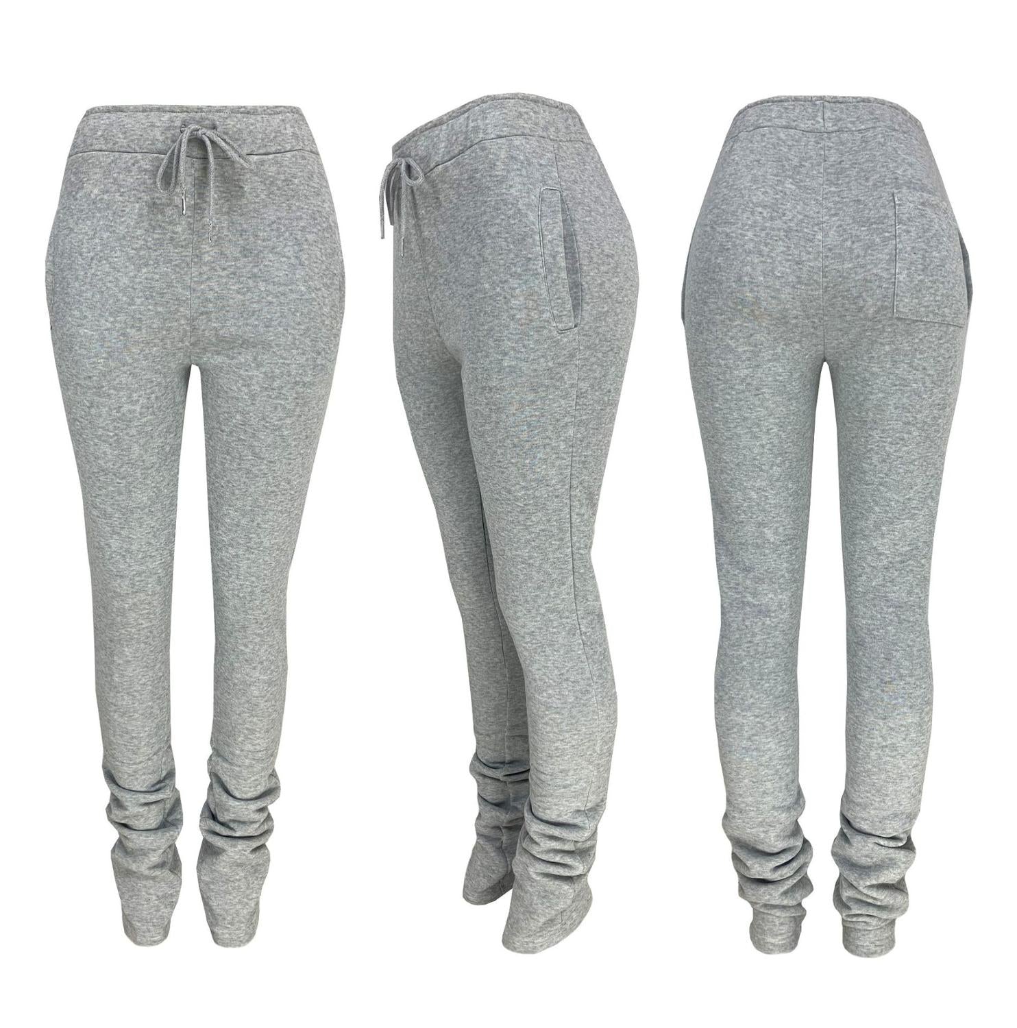 Women's Solid High Waist Drawstring Bell Bottom Thick Sweatpants Brought To You By Officially Sexy