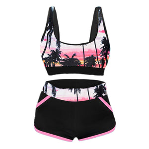 Women's Sexy High Waist Split Print Push Up Bikini Swim Top And Shorts Colors E & F Sizes S-XXL Brought To You By Officially Sexy