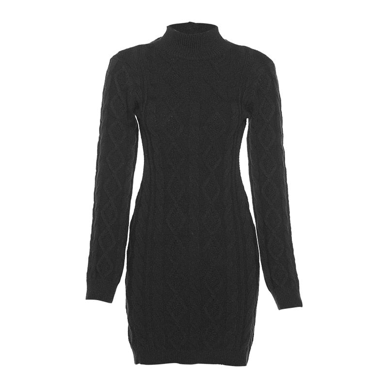 Twist Knitted Long Sleeve Backless Mini Dress Brought To You By Officially Sexy