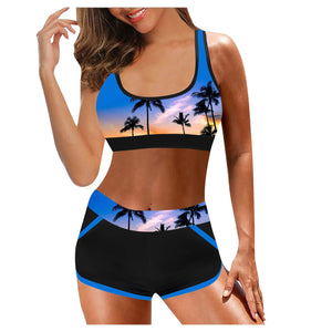 Women's Sexy High Waist Split Print Push Up Bikini Swim Top And Shorts Colors C & D Sizes S-XXL Brought To You By Officially Sexy