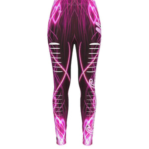 Officially Sexy Pink #2 Laser Hearts Collection Women's Pink Ripped Leggings Side Logo Big 1 Front