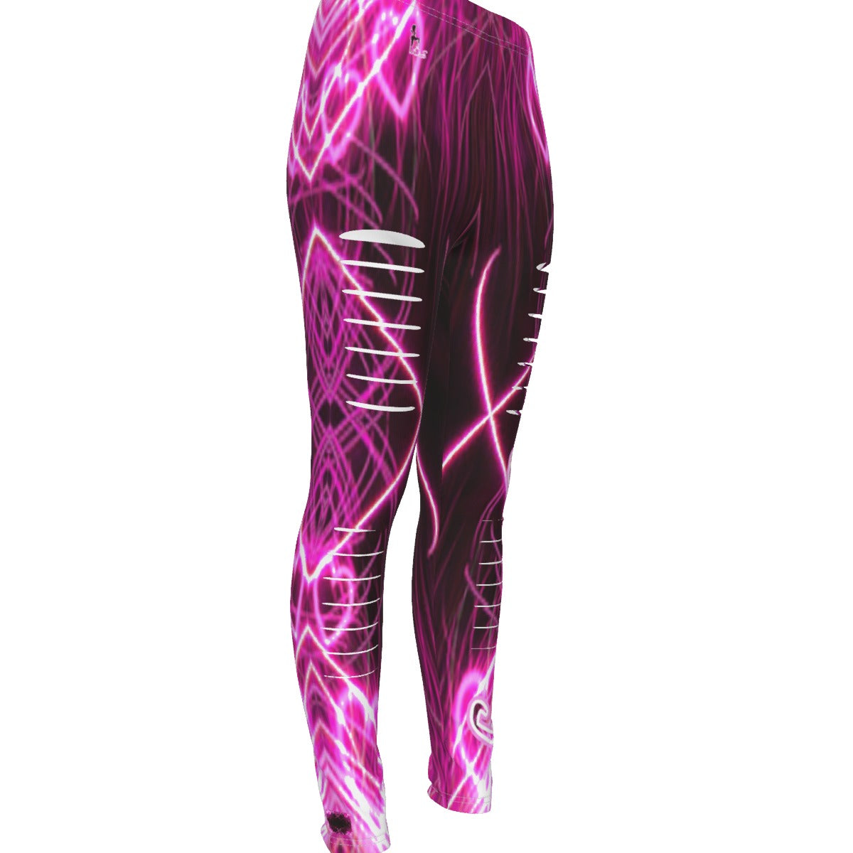 Officially Sexy Pink #2 Laser Hearts Collection Women's Pink Ripped Leggings Side Logo Big 2 Right