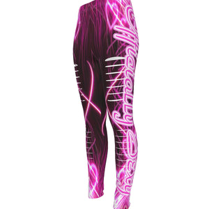 Officially Sexy Pink #1 Laser Hearts Collection Women's Pink Ripped Leggings Side Logo Big 4 Left