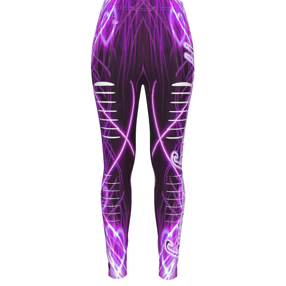 Officially Sexy Purple #2 Laser Hearts Collection Women's Pink Ripped Leggings Side Logo Big 1 Front