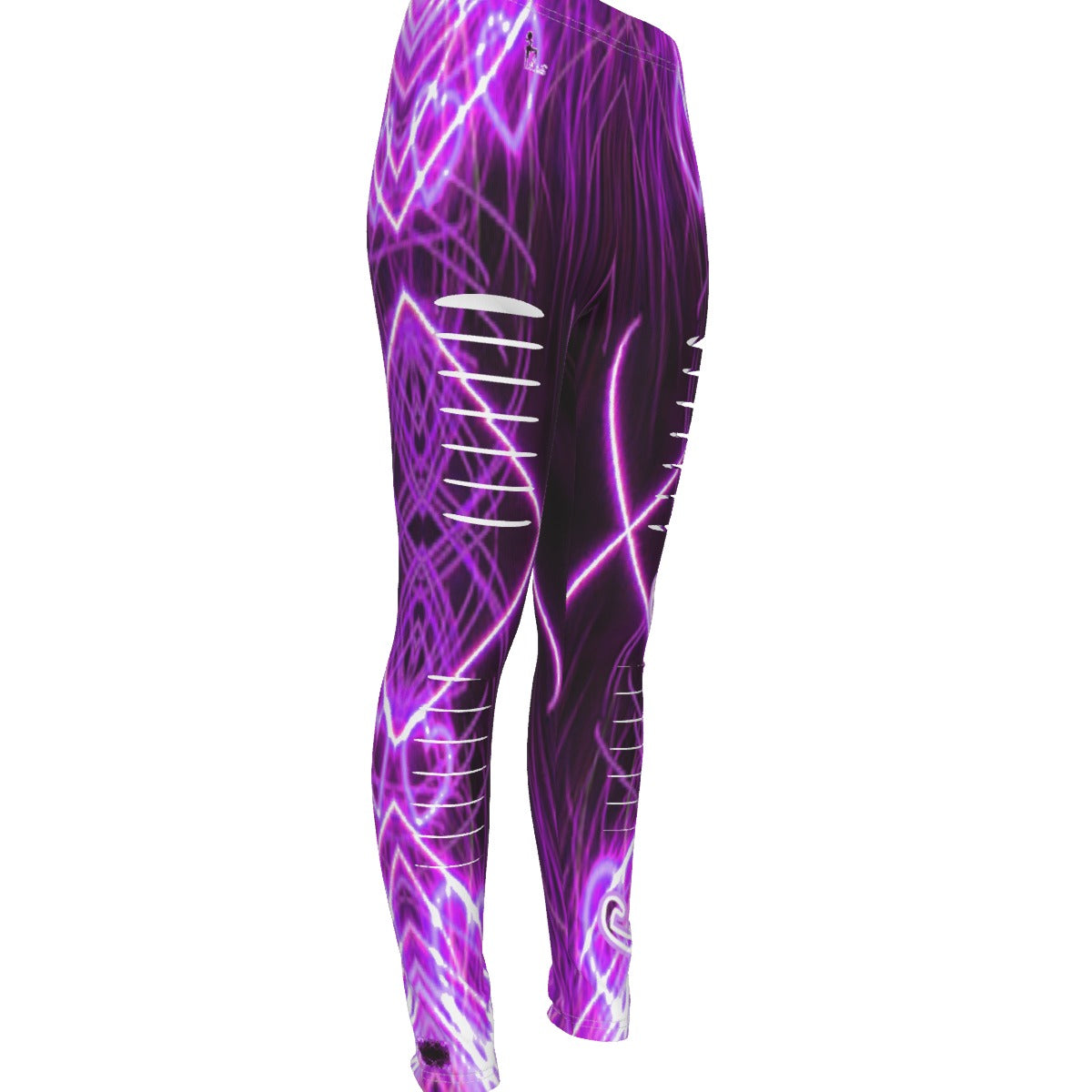Officially Sexy Purple #2 Laser Hearts Collection Women's Pink Ripped Leggings Side Logo Big 2 Right