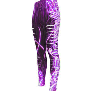Officially Sexy Purple #1 Laser Hearts Collection Women's Pink Ripped Leggings Side Logo Big 4 Left