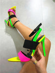 Women's Sexy Multi Colored Pointed Open Toe High Heel Pumps